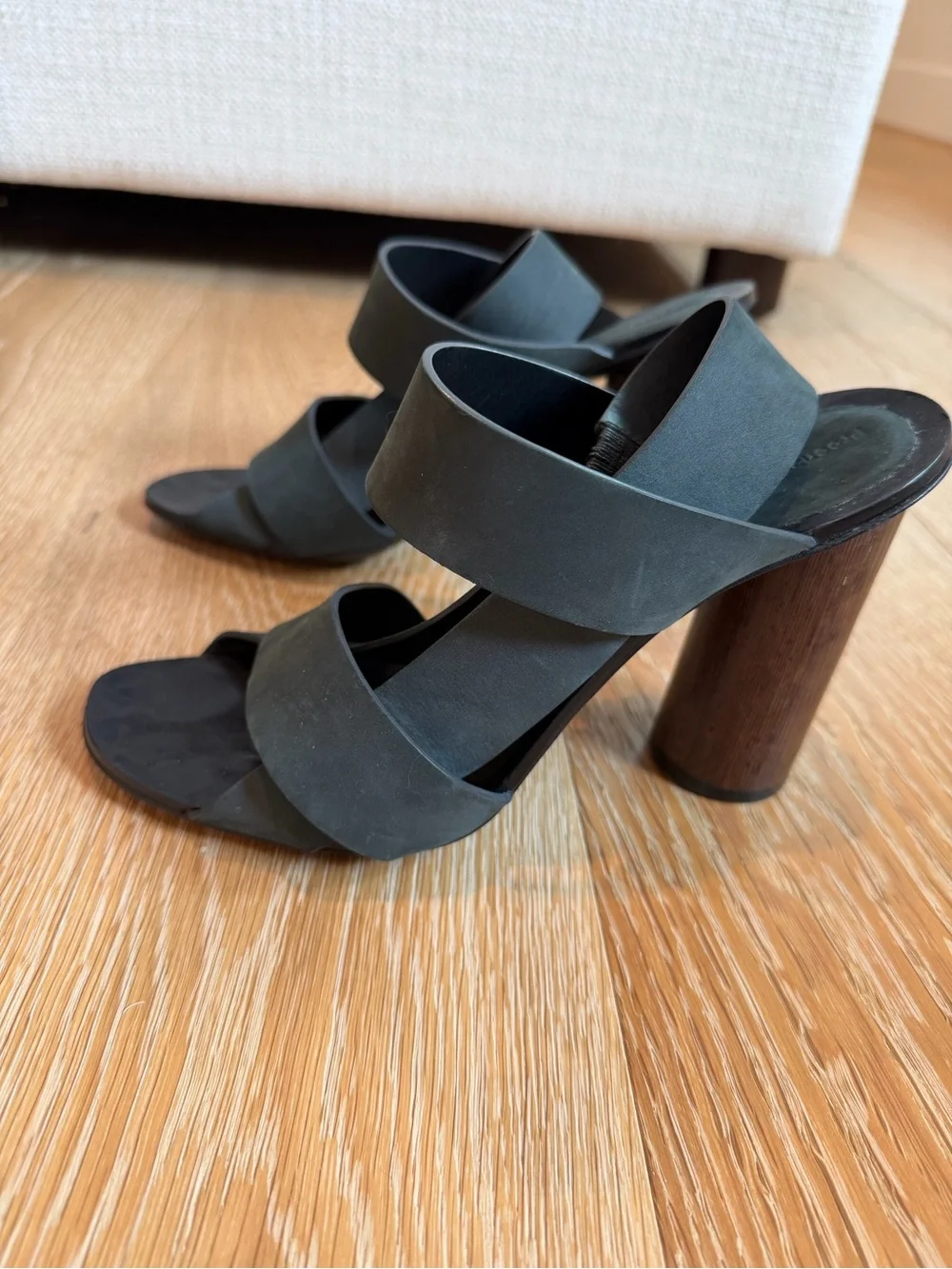 Proenza Schouler • Charcoal Strappy Wood Heels
